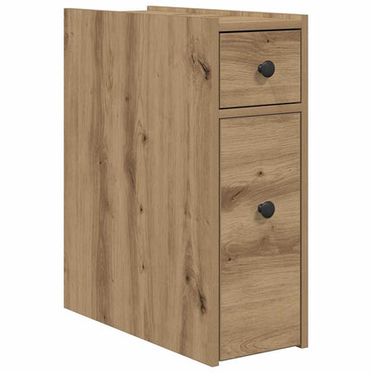 Mobile da Bagno Stretto con Ruote Rovere Artigianale Truciolato