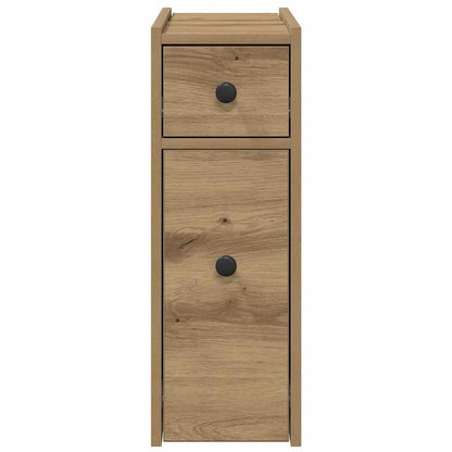Mobile da Bagno Stretto con Ruote Rovere Artigianale Truciolato