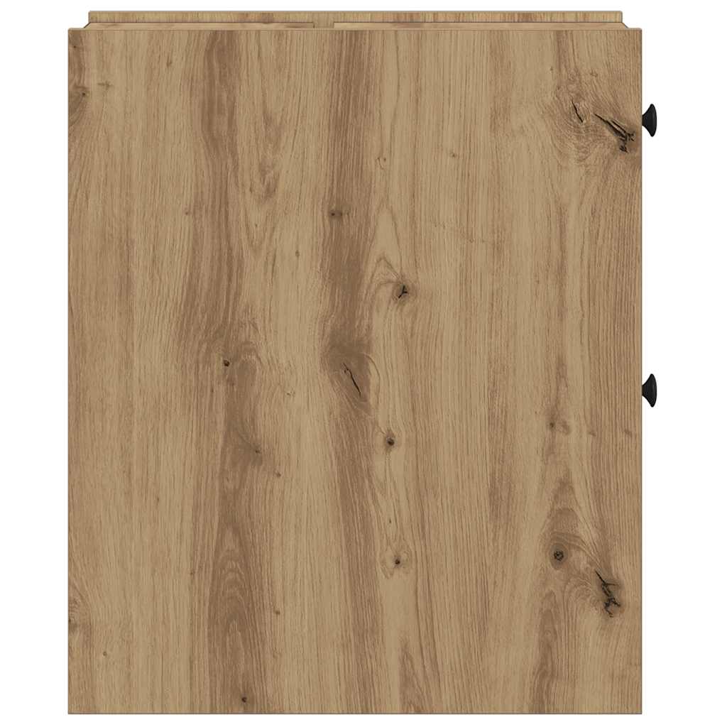 Mobile da Bagno Stretto con Ruote Rovere Artigianale Truciolato | homemem39