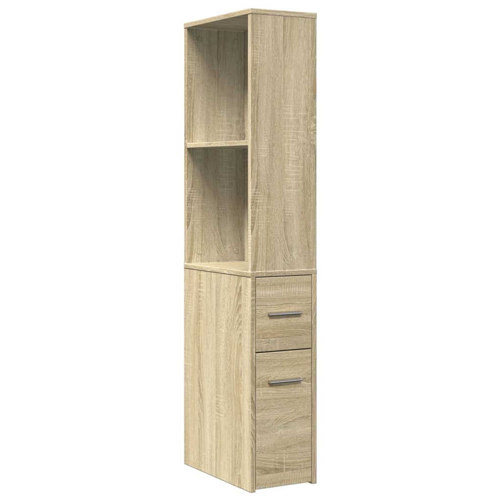 Armadietto da Bagno Stretto con Ruote Rovere Sonoma Truciolato | homemem39