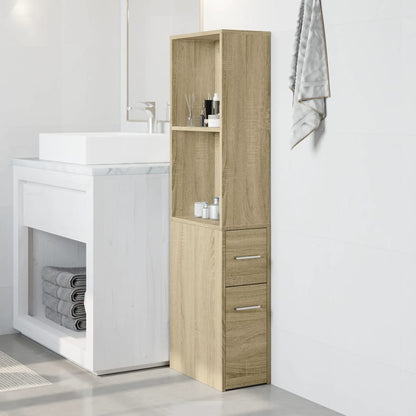 Armadietto da Bagno Stretto con Ruote Rovere Sonoma Truciolato | homemem39
