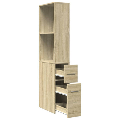Armadietto da Bagno Stretto con Ruote Rovere Sonoma Truciolato | homemem39