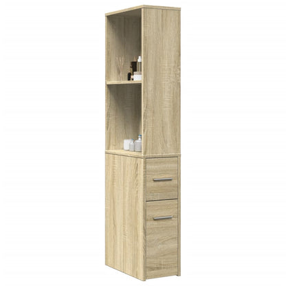 Armadietto da Bagno Stretto con Ruote Rovere Sonoma Truciolato | homemem39