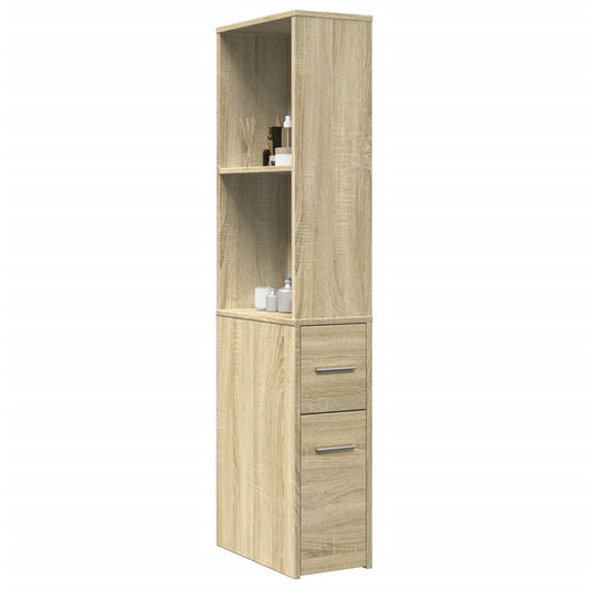 Armadietto da Bagno Stretto con Ruote Rovere Sonoma Truciolato | homemem39