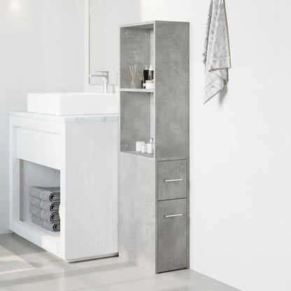 Armadietto da Bagno Stretto con Ruote Grigio Cemento Truciolato | homemem39