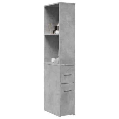 Armadietto da Bagno Stretto con Ruote Grigio Cemento Truciolato | homemem39