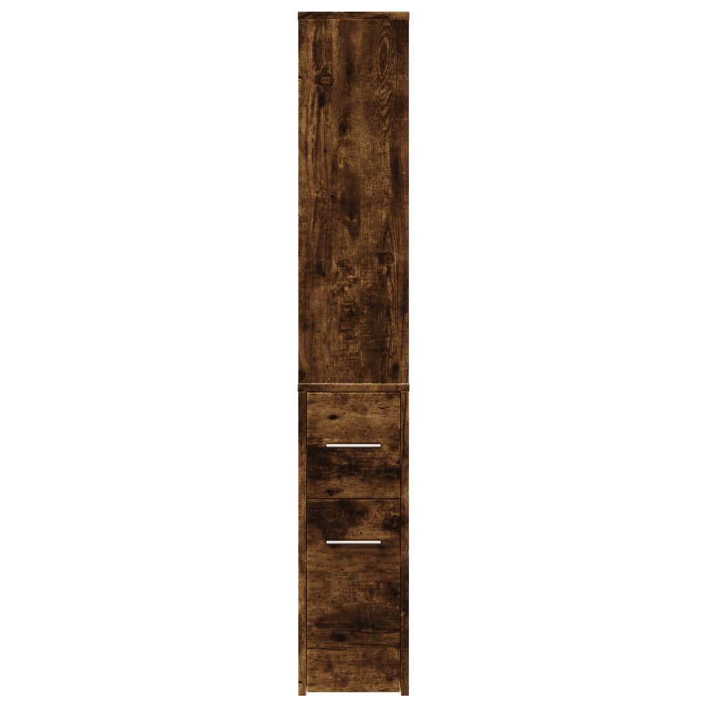Armadietto da Bagno Stretto con Ruote Rovere Fumo in Truciolato | homemem39