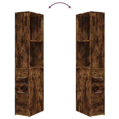 Armadietto da Bagno Stretto con Ruote Rovere Fumo in Truciolato | homemem39