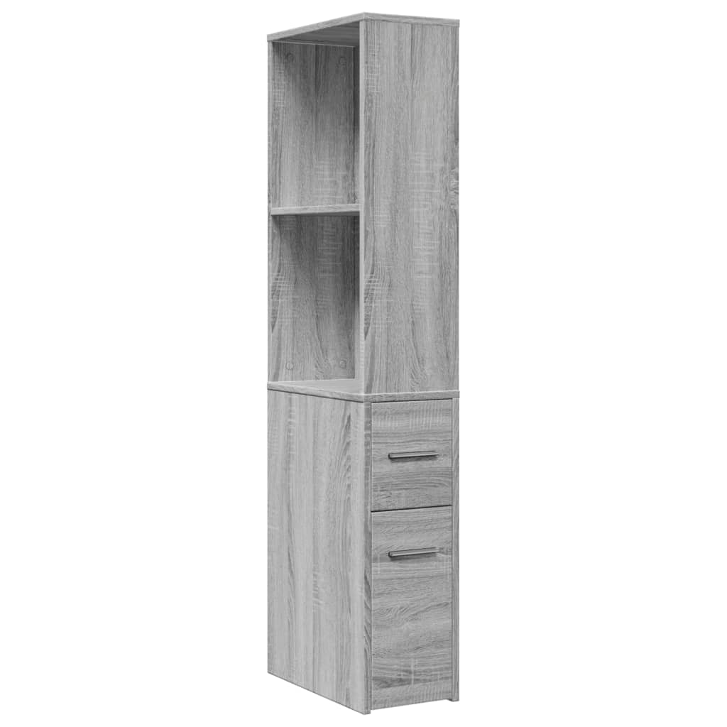 Armadietto da Bagno Stretto con Ruote Grigio Sonoma Truciolato | homemem39