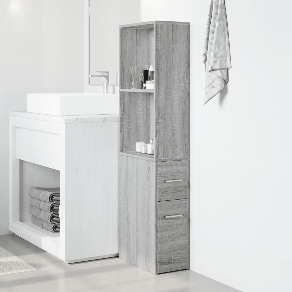Armadietto da Bagno Stretto con Ruote Grigio Sonoma Truciolato | homemem39