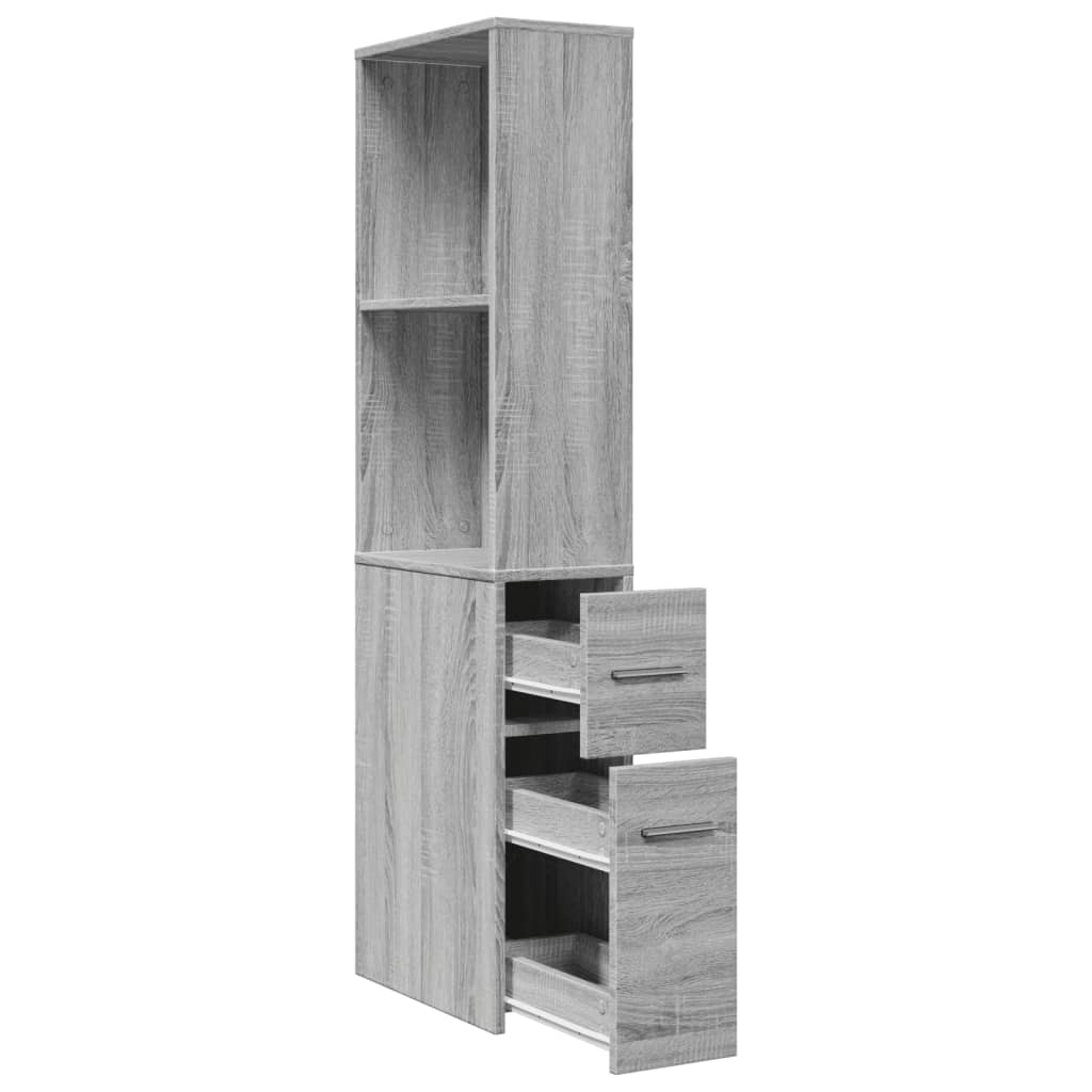 Armadietto da Bagno Stretto con Ruote Grigio Sonoma Truciolato | homemem39