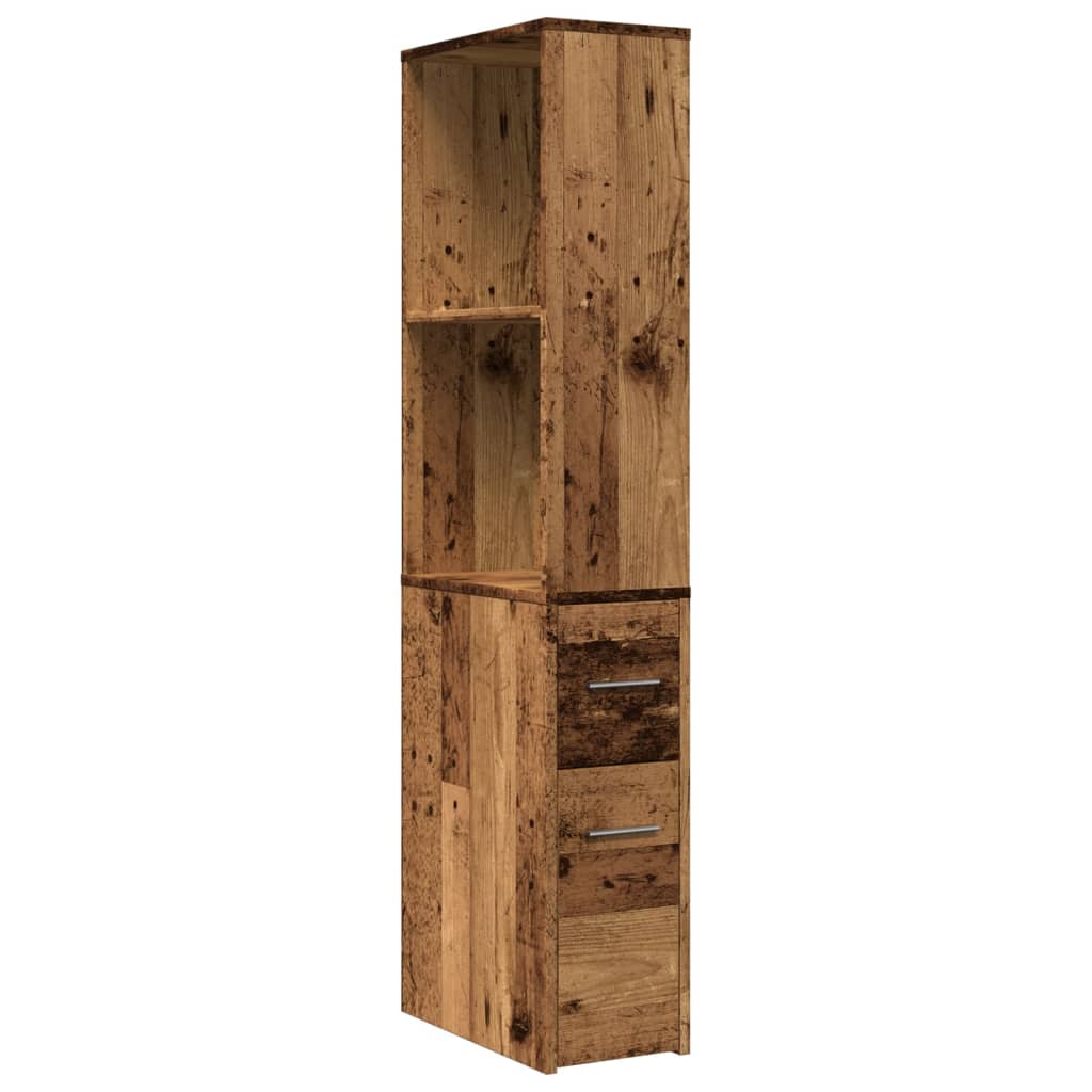 Armadietto da Bagno Stretto con Ruote Rovere Antico Truciolato | homemem39