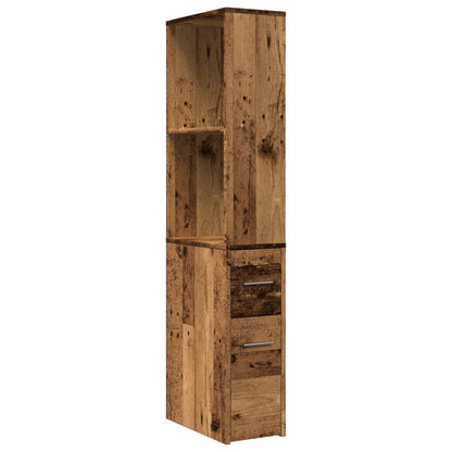 Armadietto da Bagno Stretto con Ruote Rovere Antico Truciolato | homemem39