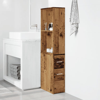 Armadietto da Bagno Stretto con Ruote Rovere Antico Truciolato | homemem39
