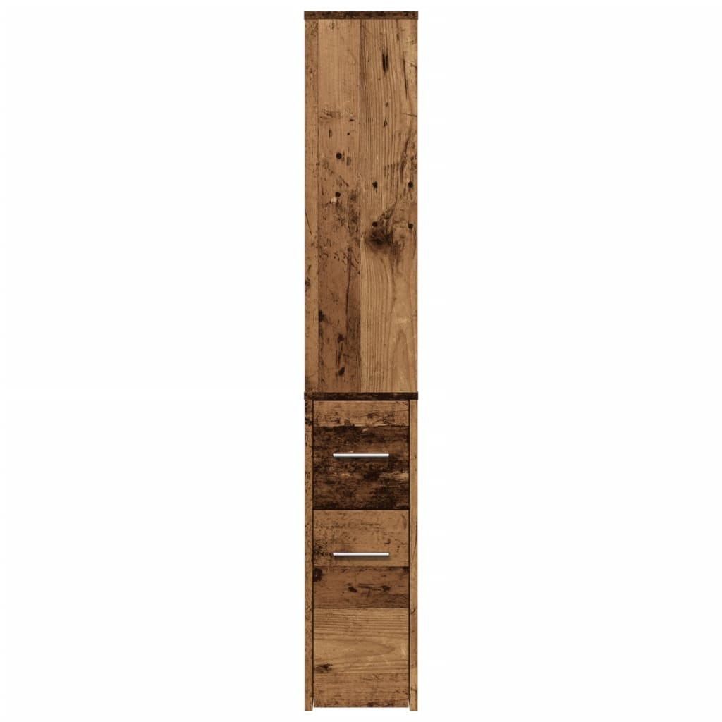 Armadietto da Bagno Stretto con Ruote Rovere Antico Truciolato | homemem39