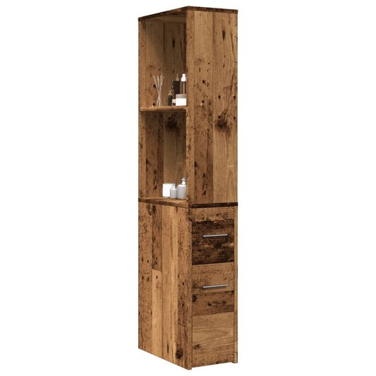 Armadietto da Bagno Stretto con Ruote Rovere Antico Truciolato | homemem39