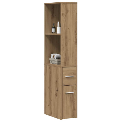 Mobile da Bagno Stretto con Ruote Rovere Artigianale Truciolato | homemem39