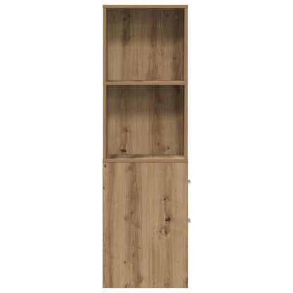 Mobile da Bagno Stretto con Ruote Rovere Artigianale Truciolato