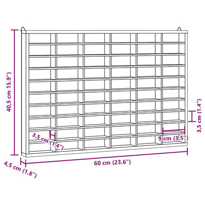 Vetrina da collezione in legno con 60 scomparti 60x4,5x40,5cm | homemem39