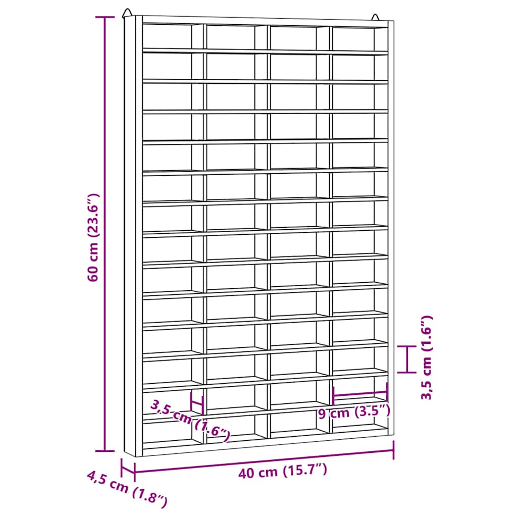 Vetrina da collezione in legno con 56 scomparti 40x4,5x60cm | homemem39