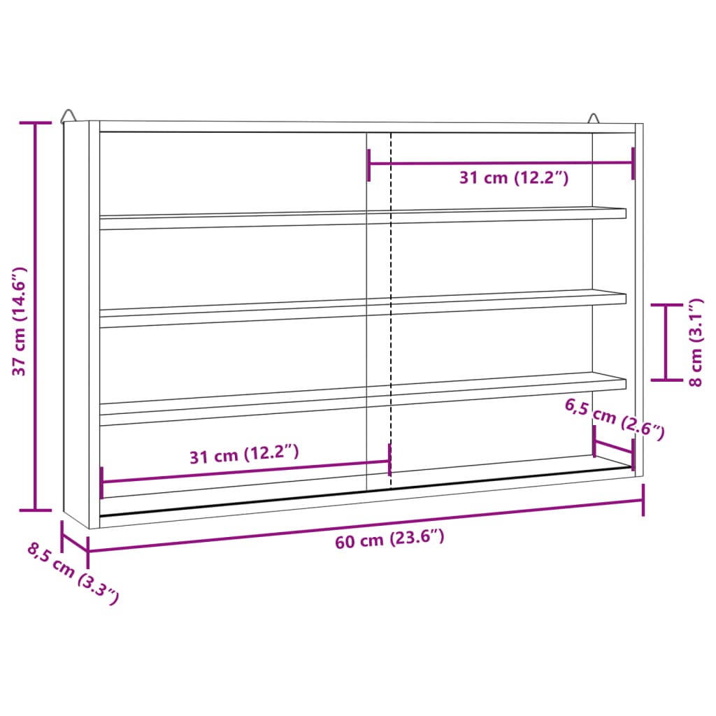 Vetrina da collezione in legno con ante 60x8,5x37cm | homemem39