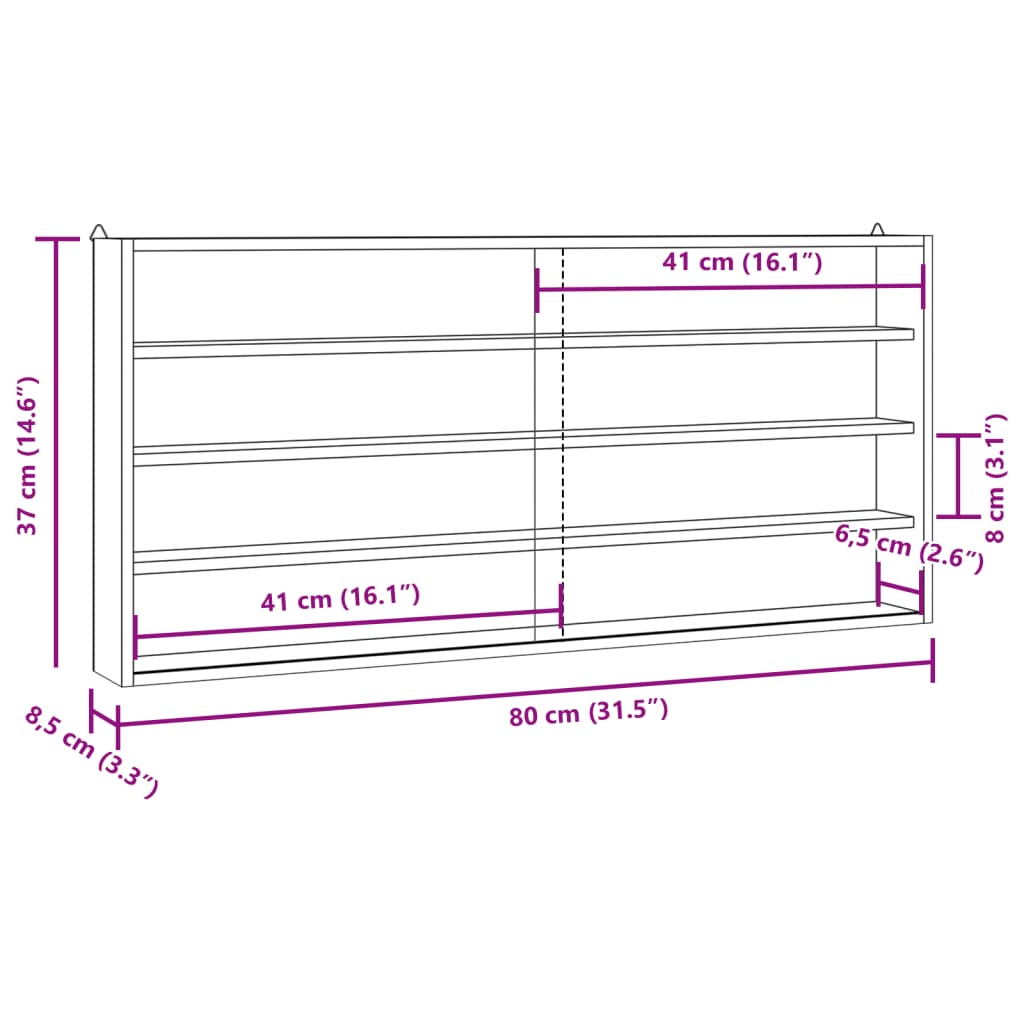 Vetrina da collezione in legno con ante 80x8,5x37cm | homemem39
