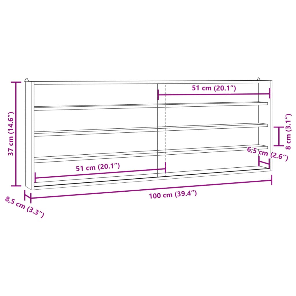 Teca da Collezione in Legno con Porte 100x8,5x37 cm | homemem39