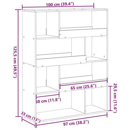 Libreria Grigio Cemento 100x33x125,5 cm in Legno Multistrato