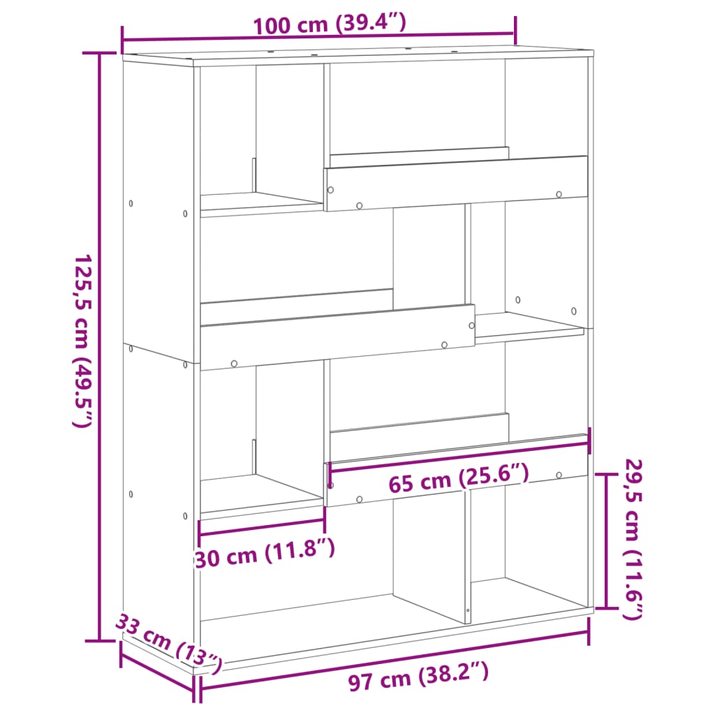 Libreria Grigio Sonoma 100x33x125,5 cm in Legno Multistrato | homemem39