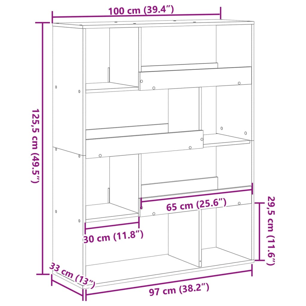 Libreria Rovere Marrone 100x33x125,5 cm in Legno Multistrato