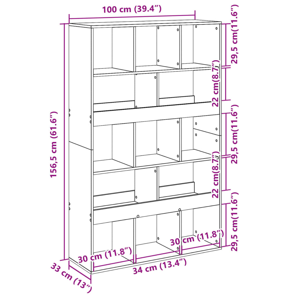 Libreria Nera 100x33x156,5 cm in Truciolato