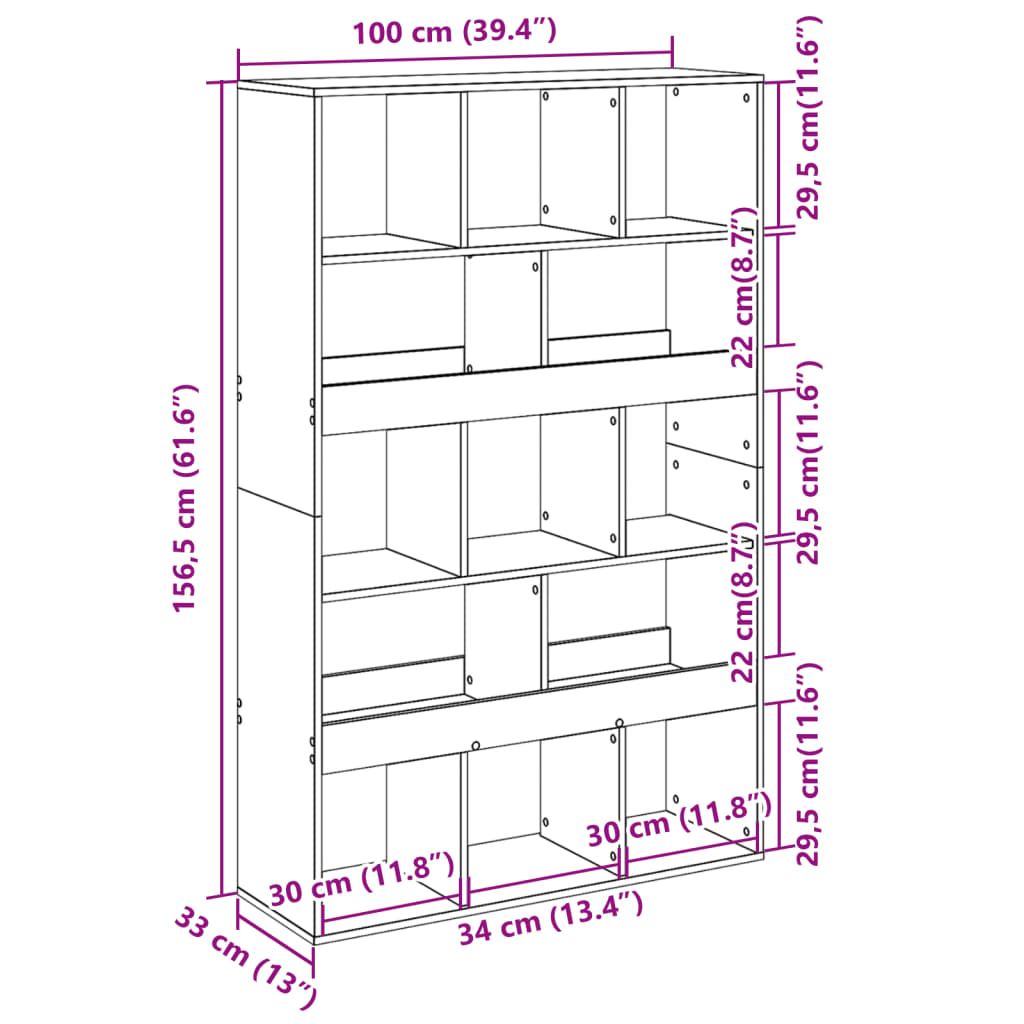 Libreria Grigio Cemento 100x33x156,5 cm in Truciolato