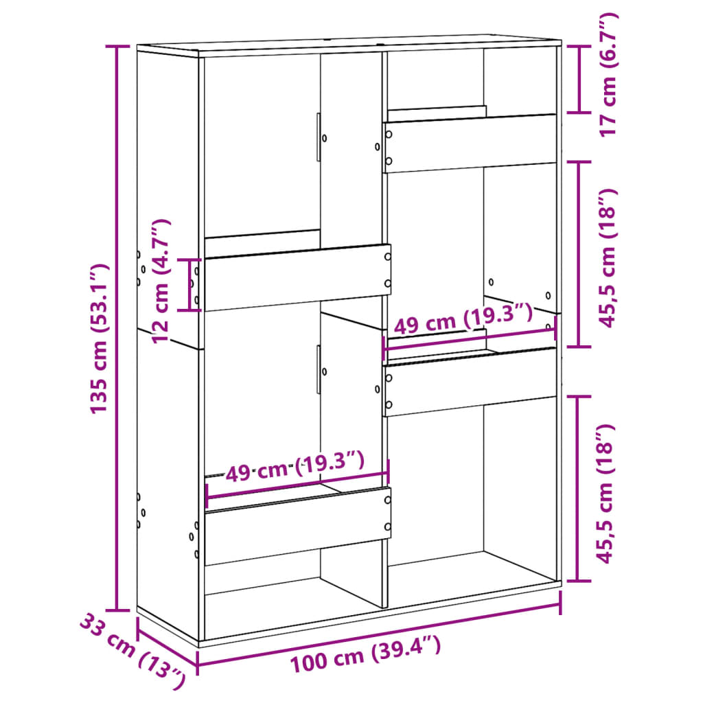 Libreria Bianca 100x33x135 cm in Legno Multistrato