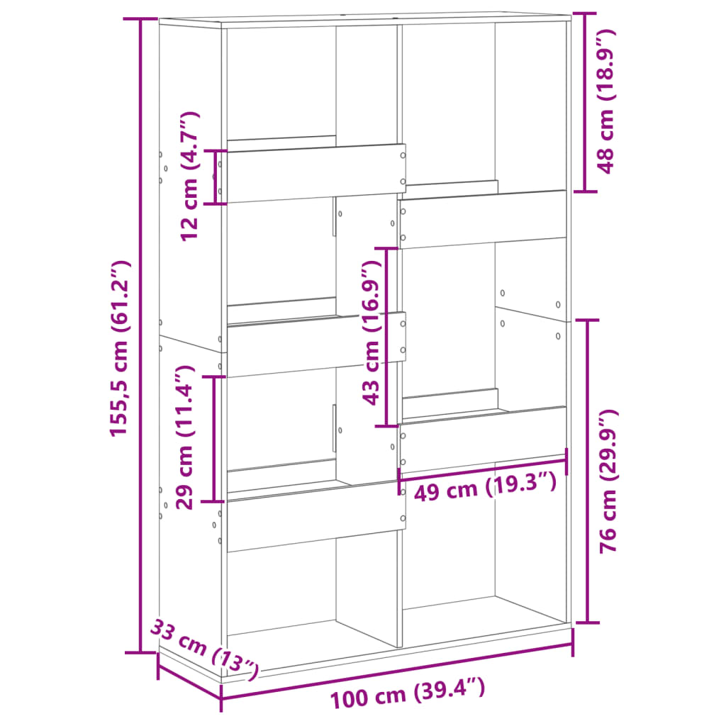 Libreria Bianca 100x33x155,5 cm in Legno Multistrato