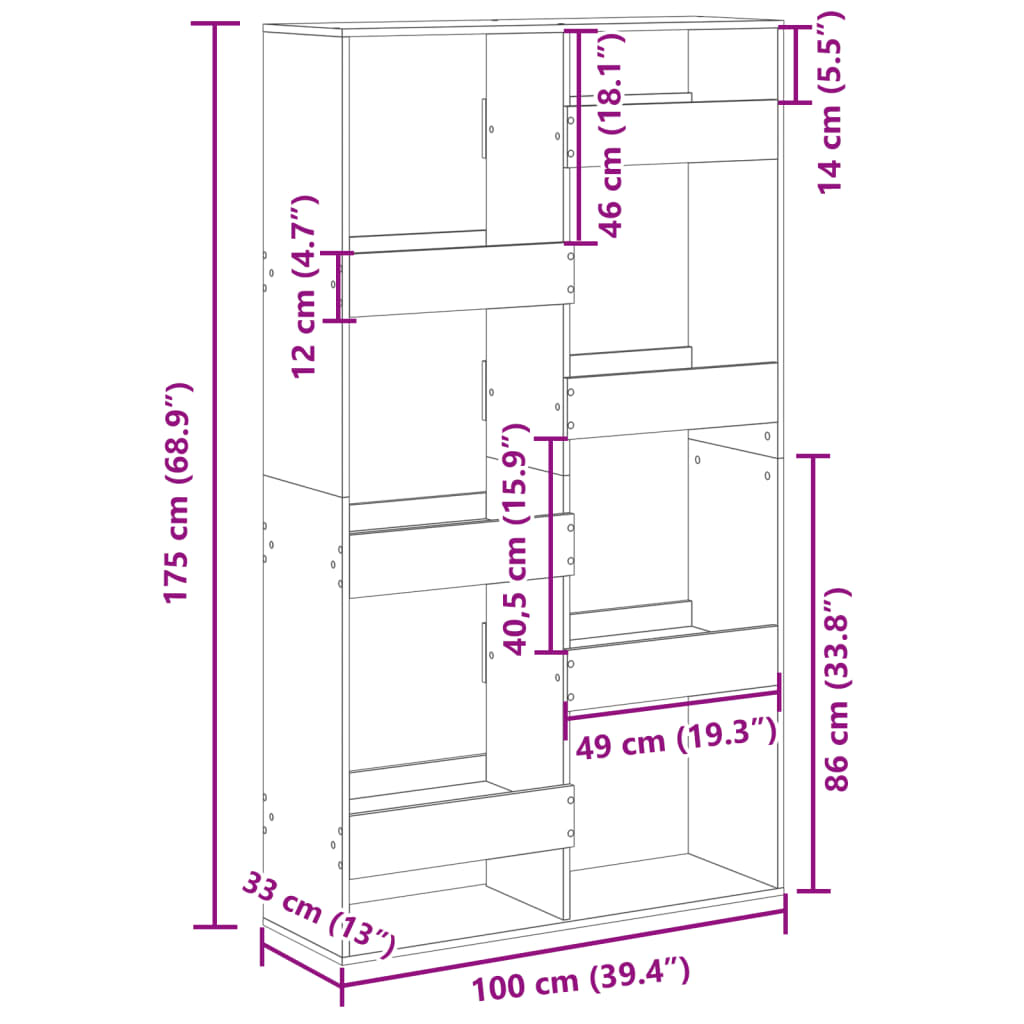 Libreria Bianca 100x33x175 cm in Legno Multistrato