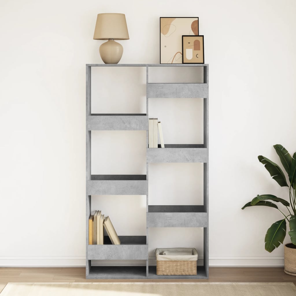 Libreria Grigio Cemento 100x33x175 cm in Legno Multistrato