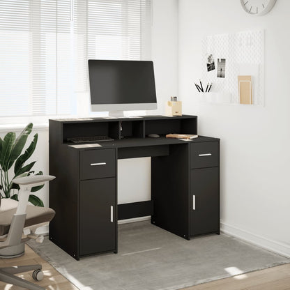 Scrivania con Luci LED Nera 120x55x91 cm in Legno Multistrato