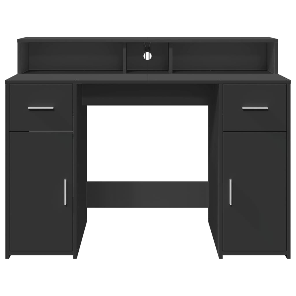 Scrivania con Luci LED Nera 120x55x91 cm in Legno Multistrato