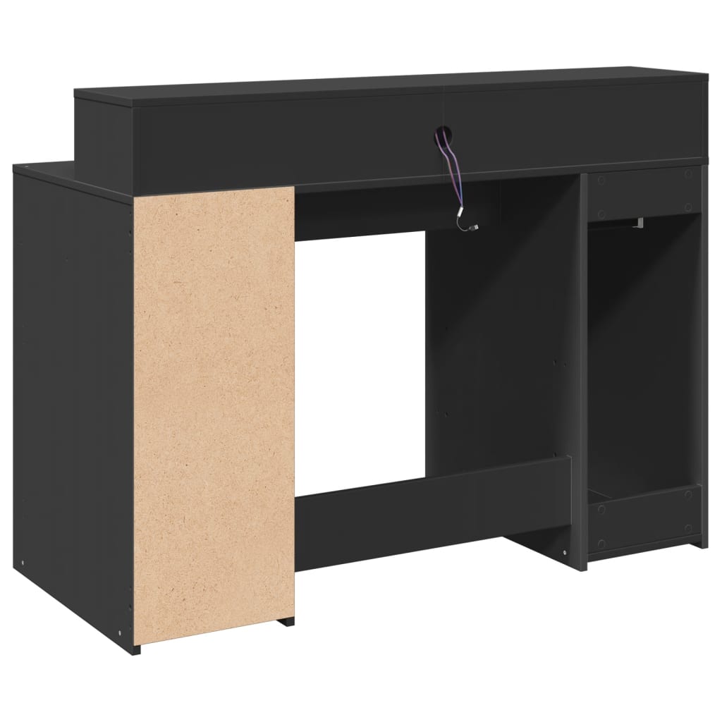 Scrivania con Luci LED Nera 120x55x91 cm in Legno Multistrato