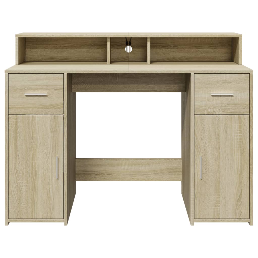 Scrivania con Luci LED Rovere Sonoma 120x55x91cm in Multistrato | homemem39