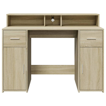 Scrivania con Luci LED Rovere Sonoma 120x55x91cm in Multistrato | homemem39