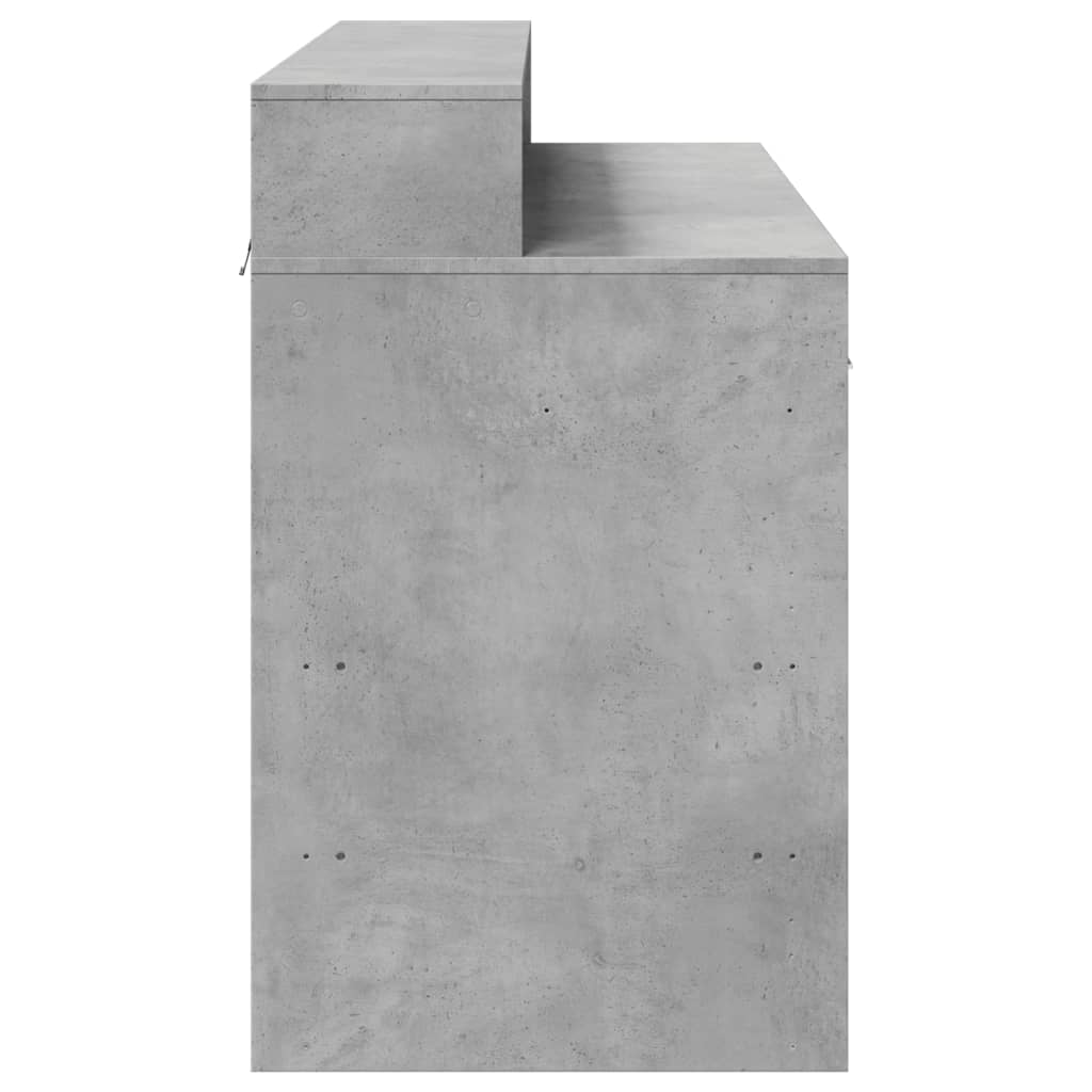 Scrivania con Luci LED Grigio Cemento 120x55x91 cm Multistrato