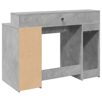 Scrivania con Luci LED Grigio Cemento 120x55x91 cm Multistrato