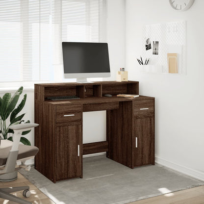 Scrivania con Luci LED Marrone Rovere 120x55x91 cm Multistrato