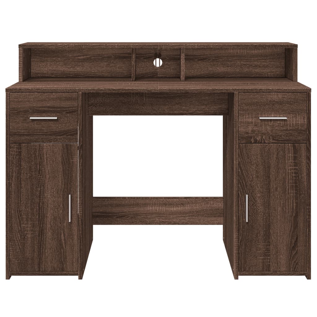 Scrivania con Luci LED Marrone Rovere 120x55x91 cm Multistrato | homemem39