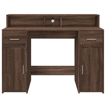 Scrivania con Luci LED Marrone Rovere 120x55x91 cm Multistrato