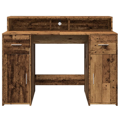 Scrivania con Luci LED Legno Antico 120x55x91 cm in Multistrato