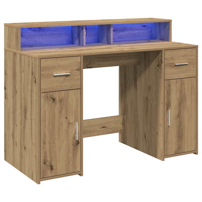 Scrivania con Luci LED Rovere 120x55x91 cm in Legno Multistrato | homemem39