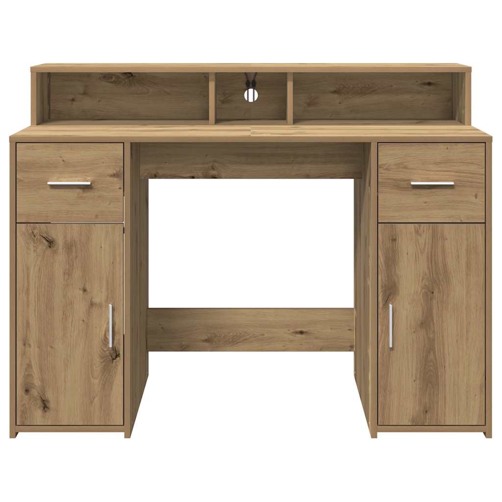 Scrivania con Luci LED Rovere 120x55x91 cm in Legno Multistrato