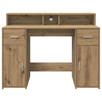 Scrivania con Luci LED Rovere 120x55x91 cm in Legno Multistrato